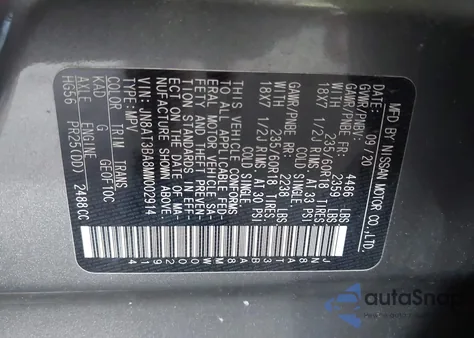 2021 Nissan Rogue Sv Fwd z USA, uszkodzony, nr VIN JN8AT3BA8MW002914